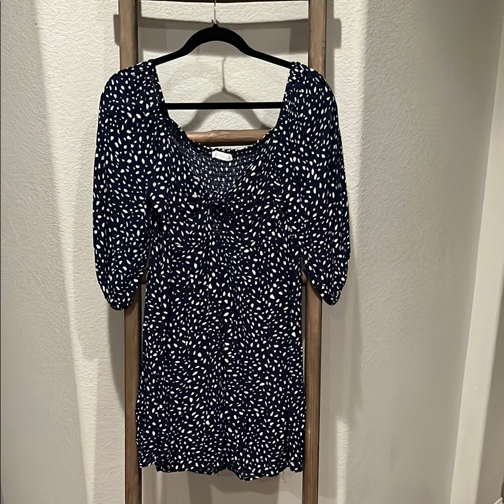 Navy and White Speckle Dot Dress
